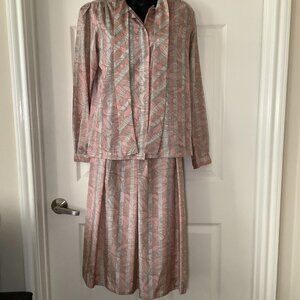 Career Guild Women Paisley 2 Piece Pleated Skirt Suit